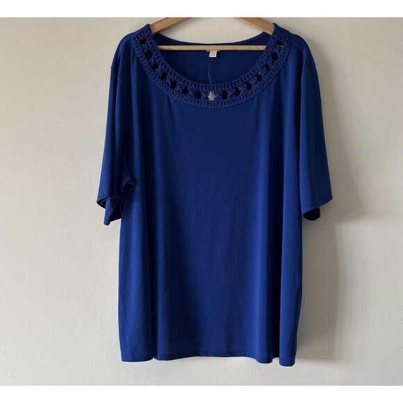 C. Est. 1946 Blouse Blue Short Sleeve Top Women’s PLUS SIZE 22/24W Mature NWT - Picture 2 of 13